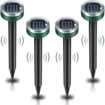 Choyclit - Répulsif solaire contre les taupes, 4 pièces répulsif à ultrasons contre les nuisibles Lutte contre les taupes avec IP65 imperméable à