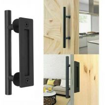 Choyclit - Rétro Poignée de Porte Coulissante Noir Aluminium Tirer et Rincer la Sets de poignées pour Porte Coulissante en Bois, 30cm