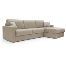 Divani.store - Chris 5-Sitzer-Ecksofa aus wasserfestem Stoff T13 268 cm links (mat. 120x197) beige