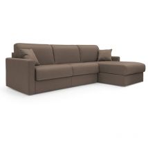 Divani.store - Chris 5-Sitzer-Ecksofa aus wasserfestem Stoff T13 268 cm rechts (mat. 140x197) braun