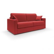 Divani.store - Chris Schlafsofa mit 18 cm hoher Matratze Stoff T13 166 cm (mat. 120x197) rot - rosso