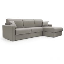 Chris Sofá esquinero de 5 plazas en tejido impermeable 268 cm Derecho (mat 140x197) Taupe