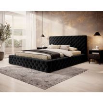 Bestmobilier - Christiana - lit coffre - 160x200 - sommier inclus - en velours - noir
