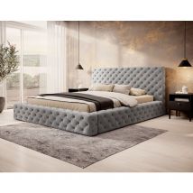 Christiana - lit coffre - 180x200 - sommier inclus - en velours - gris clair