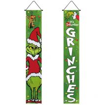 Christmas Banner Hanging Flag, Merry Christmas Porch Sign, Christmas Decoration 12 x 72 Inch, for Indoor Outdoor Patio Christmas Party Front Door