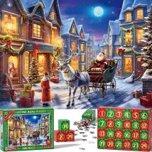 Puzzles de Noël 2024 (paquet de 24) 24 jours de l'Avent de Noël Puzzles pour enfants Père Noël Calendrier de l'Avent