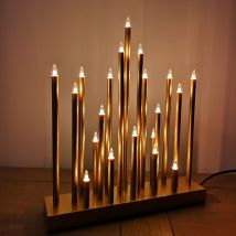 Premier Decorations - 33cm Premier Christmas Candle Bridge Star Shaped with 20 LEDs In Gold Mains Power