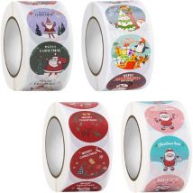 Tinor - Christmas Sticker Roll, Round Christmas Sticker Labels, Merry Christmas Labels Roll Stickers, Christmas Decorations
