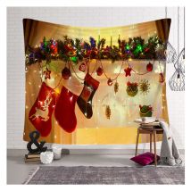 Langray - Christmas Tapestry Christmas Tree Santa Claus Cloth Wall Cloth Christmas Socks Christmas Gift Wall Hanging Tapestry Brushed200150cm SD-XG026