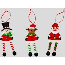 Shatchi - Christmas Tree Hanging Decorations Santa Snowman Reindeer - Multicolour