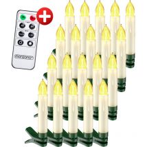 Deuba - Christmas led candle without cable, light decoration, wax candle look, battery-operated, 24h timer, set of 20 / warm white