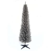 Snowtime - Wrapped Pencil Pine Christmas Tree - Grey - 4ft - 120cm
