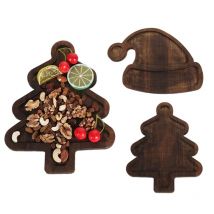 Christmas Tree Tray Cute Home Wooden Fruit Dinner Plate Cake Dessert for Entertaining, Breakfast, Coffee Table