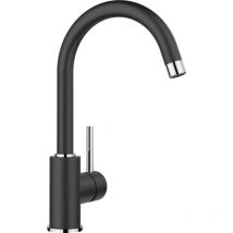 Blanco - Küchenarmatur Mida - schwenkbarer Wasserhahn druckfest - Armatur, Silgranit schwarz-chrom