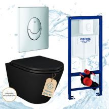Grohe Rapid SL Vorwandelement Nero WC spülrandlos schwarz Komplettset Drücker chrom