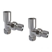 Chrome Angled Radiator Valves 15mm-Pair Central Heating Taps