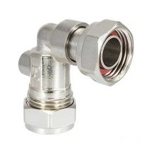 Primaflow - Chrome Brass Angled Service Valve 15mm x 1/2' Compression x Female Nut