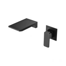 Ayyqh - Chrome brillant salle de bain cascade lavabo mitigeur mitigeur mural lavabo robinets cascade bain mitigeur LT-416 noir