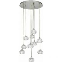 Franklite - Tizzy chrome ceiling light 10 bulbs Height 105 Cm