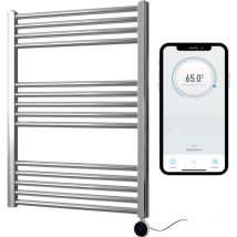 Manissa - Chrome Electric Smart WiFi Controlled Heated Towel Rail 600mm w x 800mm h Straight 7 Day Programmable Timer App Compatibility