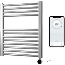 Manissa - Chrome Electric Smart WiFi Controlled Heated Towel Rail 500mm w x 600mm h Straight 7 Day Programmable Timer App Compatibility