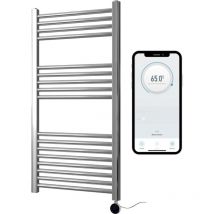 Manissa - Chrome Electric Smart WiFi Controlled Heated Towel Rail 500mm w x 1000mm h Straight 7 Day Programmable Timer App Compatibility