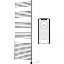 Manissa - Chrome Electric Smart WiFi Controlled Heated Towel Rail 600mm w x 1800mm h Straight 7 Day Programmable Timer App Compatibility