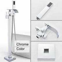 Zamery - Chrome Freestanding Bath Taps Floor Mounted Bathroom Mixer Handheld Shower Mixer Tap 360 ° Filler Spout Shower Mixer taps