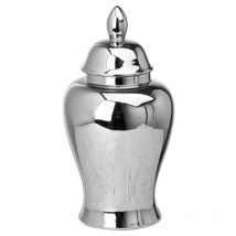 Chrome Large Ginger Jar - Ceramic - L18 x W18 x H36 cm - Silver
