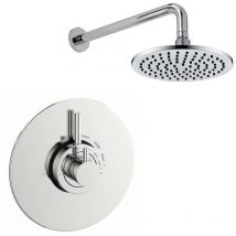 Chrome Modern Round Dual Concealed Thermostatic Shower + Wall Mounted 8"" Rose