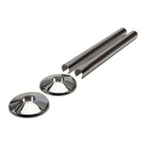 Chrome Pipe Covers Radiators and Towel rails Greenedhouse SnapFit 2 pack 200mm Long 15mm pipe Central Heating Clip On Covers Snappit