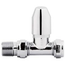 NRG - Chrome Straight Manual Valve Towel Rail Designer Radiator Valve 15mm x 1/2'