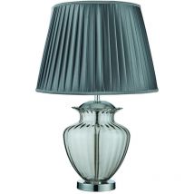 Searchlight - Elina - 1 Light Table Lamp Chrome, Smoked and Glass with Grey Pleated Shade, E27