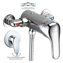 Buyaparcel - Chrome Thermostatic Single Lever Shower Mini Mixer Exposed Concealed 130mm 150mm