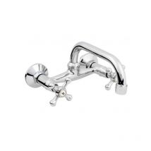 Hydroland - Wall Mounted Kitchen Mixer Tap 20cm c Spout Retro Heads