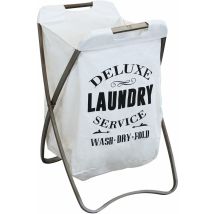 Panier à linge – 40.5x45.5xh65 cm – Tissu blanc – Design élégant et naturel – MAGAZZINI COSMA