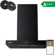 Ciarra A+++ Cappa Cucina 60cm Comandi Touch 650m3/h 4 Velocità Booster Dimmerabile Led Nero -cd6102b
