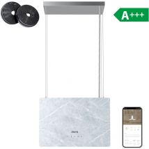 Cappa Smart Isola 700m3/h Booster Pulsante Touch a+++ Marmo Bianco e Blu CD4850W - Ciarra