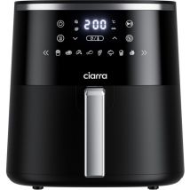 Ciarra - Heißluftfritteuse 5 L 1500 W 8 voreingestellte Programme Temperaturregelung Touch-Bedienung Schwarz CDAF1A