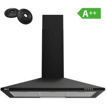 Hotte Aspirante 90cm a++ 370 m3/h 2pcs Filtre Actif Recyclage Ou Evacuation 3 Vitesses 201BK90 Noir - Ciarra