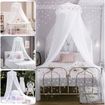 Ciel de lit Moustiquaire, Ciel de Lit Princesse Moustiquaire Dôme Polyester, Décoration (Blanc)