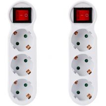 Cilia 2er Set Mehrfachsteckdose 3-fach Mit Schalter, Steckdosenadapter 3 In 1, Steckdosenverteiler Schuko Kabellos, 16a 230v Max. 3500w, Aufputz 