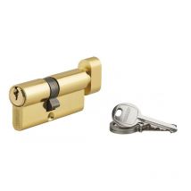 Cilindro europeo con pomolo Ecopro, 40Bx30mm, finitura ottone, 3 chiavi Thirard