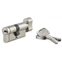 Cilindro europeo Transit 2 a pomolo 30X30 nichel, antitrapano, antiscasso, 3 chiavi reversibili Thirard