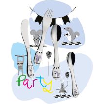 Couverts enfants Party 4 pièces – Cilio – Inox, Argent, Compatible lave-vaisselle