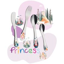 Couverts enfants Princesse 4 pièces – Cilio – Inox, Argent, Compatible lave-vaisselle