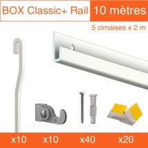 Arti Teq - Cimaise Box Artiteq Classic+ premium Blanc laqué - 10 mètres - Kit accrochage tableau - Métrage : 10 mètres - couleur : blanc laqué