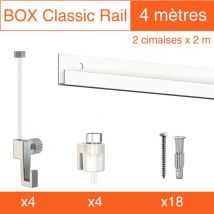 Arti Teq - Cimaise Box Artiteq Classic éco Blanc + fils perlon - 4 mètres - Kit accrochage tableau - Métrage : 4 mètres - couleur : blanc