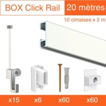 Cimaise Box Artiteq Click ÉCO - Kit accrochage tableau 20 mètres / Blanc laqué