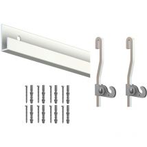 Artiteq - Cimaise Box premium Classic Rail + Tige 4 mm - 2 mètres - Kit tout en un Blanc laqué